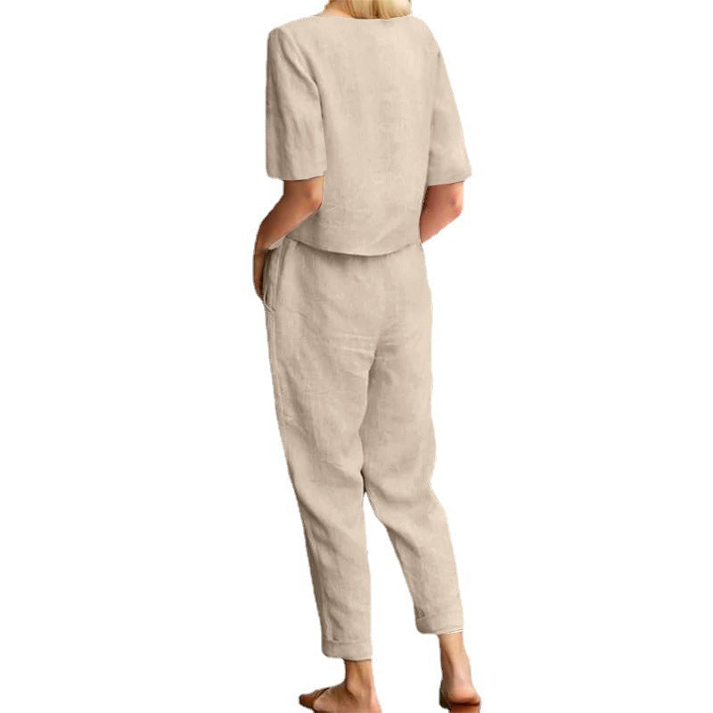 Ivy & Co. | Sleek Two-Tone Linen-Cotton Ensemble